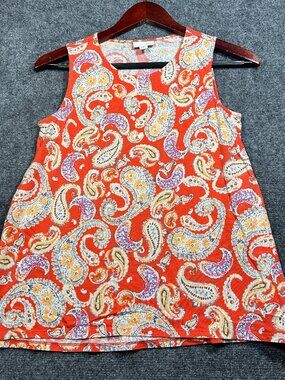 J Jill Blouse Womens XS Petite Top Sleeveless Tank Orange Cotton Blend